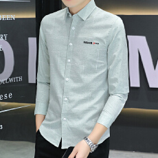 批发实拍秋冬修身打底长衬衫青少年韩版潮流时尚休闲男装百搭超火衬衣