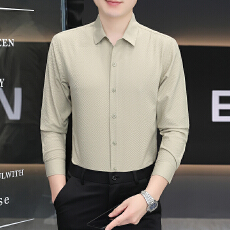 批发秋季男士设计感男装长袖衬衫泡泡纱肌理感<b class='q'>时尚</b>潮流韩版修身款衬衣