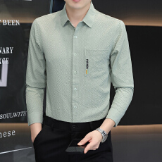 批发设计感男士短袖衬衫泡泡纱肌理感<b class='q'>时尚</b>潮流韩版修身款衬衣口袋秋季