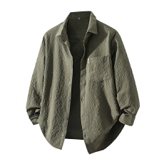 批发设计感男士短袖衬衫泡泡纱肌理感<b class='q'>时尚</b>潮流韩版修身款衬衣口袋秋季