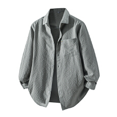 批发设计感男士短袖衬衫泡泡纱肌理感<b class='q'>时尚</b>潮流韩版修身款衬衣口袋秋季