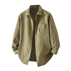 批发设计感男士短袖衬衫泡泡纱肌理感<b class='q'>时尚</b>潮流韩版修身款衬衣口袋秋季