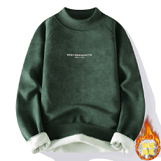 批发加绒加厚重磅<b class='q'>男士</b>冬季高领美式休闲长袖<b class='q'>卫衣</b>上班日常宽松潮流打底