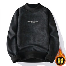 批发加绒加厚重磅<b class='q'>男士</b>冬季高领美式休闲长袖<b class='q'>卫衣</b>上班日常宽松潮流打底