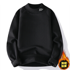 批发加绒加厚重磅<b class='q'>男士</b>冬季高领美式休闲长袖<b class='q'>卫衣</b>上班日常宽松潮流打底