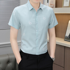 批发轻商务男士衬衫韩版潮流帅气休闲衬衣男短袖寸衫青年简约百搭夏装