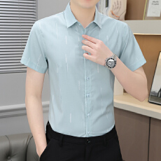 批发轻商务男士衬衫韩版潮流帅气休闲衬衣男短袖寸衫青年简约百搭夏装