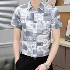 批发轻商务<b class='q'>男士</b><b class='q'>衬衫</b>韩版潮流帅气休闲<b class='q'>衬衣</b>男<b class='q'>短袖</b>寸衫青年简约百搭夏装