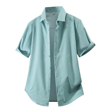 批发弹力轻商务夏季新款男士短袖休闲<b class='q'>衬衫</b>韩版潮流修身竹纤维轻奢<b class='q'>衬衣</b>