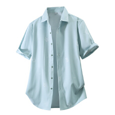 批发弹力轻商务夏季新款男士短袖休闲<b class='q'>衬衫</b>韩版潮流修身竹纤维轻奢<b class='q'>衬衣</b>