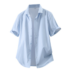 批发弹力轻商务夏季新款<b class='q'>男士</b><b class='q'>短袖</b>休闲<b class='q'>衬衫</b>韩版潮流修身竹纤维轻奢<b class='q'>衬衣</b>