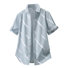 批发弹力轻商务夏季新款男士短袖休闲<b class='q'>衬衫</b>韩版潮流修身竹纤维轻奢<b class='q'>衬衣</b>