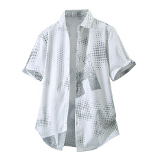 批发弹力轻商务夏季新款<b class='q'>男士</b><b class='q'>短袖</b>休闲<b class='q'>衬衫</b>韩版潮流修身竹纤维轻奢<b class='q'>衬衣</b>