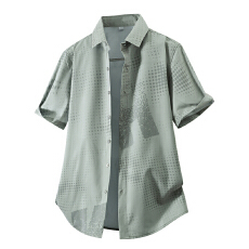 批发弹力轻商务夏季新款<b class='q'>男士</b><b class='q'>短袖</b>休闲<b class='q'>衬衫</b>韩版潮流修身竹纤维轻奢<b class='q'>衬衣</b>