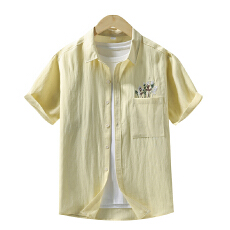 批发天丝亚麻日系短袖衬衫宽松休闲简约流行百搭舒适纯色新款夏季衬衣