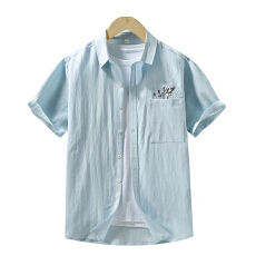批发天丝亚麻日系短袖衬衫宽松休闲简约流行百搭舒适纯色新款夏季衬衣