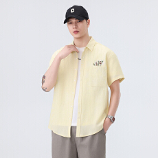 批发天丝亚麻日系短袖衬衫宽松休闲简约流行百搭舒适纯色新款夏季衬衣