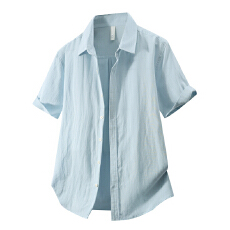 批发天丝亚麻日系短袖衬衫宽松休闲简约流行百搭舒适纯色新款夏季衬衣