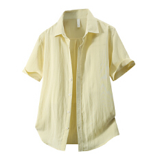 批发天丝亚麻日系短袖衬衫宽松休闲简约流行百搭舒适纯色新款夏季衬衣