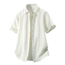 批发天丝亚麻日系短袖衬衫宽松休闲简约流行百搭舒适纯色新款夏季衬衣