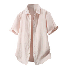 批发天丝亚麻日系短袖衬衫宽松休闲简约流行百搭舒适纯色新款夏季衬衣
