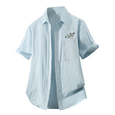 批发天丝亚麻日系短袖衬衫宽松休闲简约流行百搭舒适纯色新款夏季衬衣
