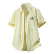 批发天丝亚麻日系短袖衬衫宽松休闲简约流行百搭舒适纯色新款夏季衬衣