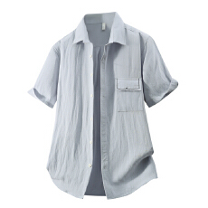 批发天丝亚麻日系短袖衬衫宽松休闲简约流行百搭舒适纯色新款夏季衬衣