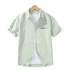 批发实拍新款短袖衬衫男夏季时尚潮韩版修身<b class='q'>男士</b>衬衣刺绣免烫薄款百搭