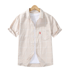 批发实拍新款衬衫男夏季薄款时尚潮韩版修身<b class='q'>男士</b>短袖衬衣格子免烫百搭