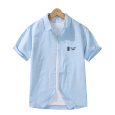 批发实拍新款衬衫男夏季薄款时尚潮韩版修身<b class='q'>男士</b>短袖衬衣休闲刺绣印花