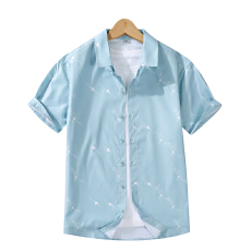 批发轻<b class='q'>商务</b>夏季新款男士短袖衬衫韩版潮流帅气修身衬衣青年休闲寸衫