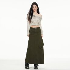 批发实拍 美式复古｜后开叉设计｜中长款工装牛仔半身裙女