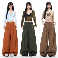 批发实拍 港式<b class='q'>街头</b>｜打褶绑带休闲裤女早春慵懒风显瘦垂感阔腿裤