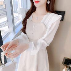 批发淑女范2026年荷叶袖高腰显瘦长裙复古茶歇法式高级感<b class='q'>连衣裙</b>女春季