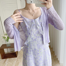 批发雪纺吊带连衣裙秋夏新款两件套海边度假今年流行套装女装