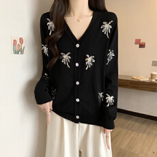 批发实拍 胖妹妹大码女装早春装新款开衫针织衫显瘦设计感V领显瘦上衣