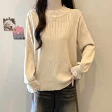 批发实拍 胖妹妹大码女装春装新款设计感针织衫宽松显瘦正肩减龄上衣