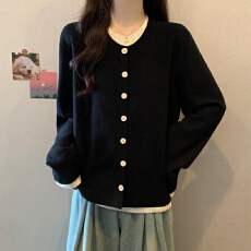 批发实拍胖妹妹春装大码女装新款假两件毛衣开衫显瘦宽松针织衫上衣