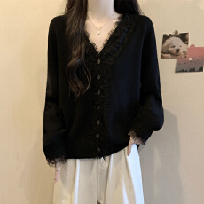 批发实拍胖mm春装大码女装毛衣蕾丝拼接设计感针织衫显瘦宽松洋气上衣