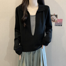 批发实拍 <b class='q'>胖妹妹</b>大码女装新款毛衣假两件长袖韩版针织衫显瘦宽松上衣