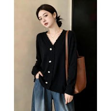 批发实拍胖妹妹大码女装<b class='q'>春</b>秋装新款木耳边针织衫显瘦宽松套头长袖上衣