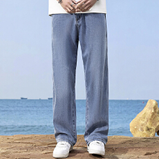 批发2026年牛仔裤<b class='q'>男</b>士修身小脚潮牌新款宽松休闲长裤子<b class='q'>男</b>款