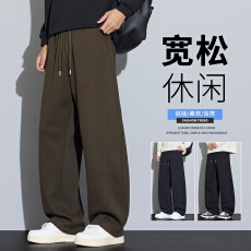 批发2026秋<b class='q'>冬</b>高端新款弯刀裤男士美式潮牌宽松直筒休闲卫裤抽绳运动裤