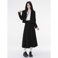 批发早秋穿搭一整套重要场合正装大学生教资面试公考西装百褶长裙<b class='q'>套装</b>