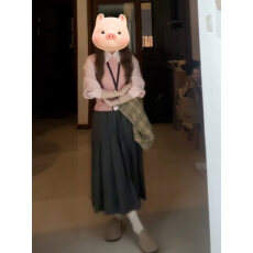 批发早秋穿搭一整套韩系甜美学院粉色衬衫毛衣马甲叠穿三件<b class='q'>套装</b>小个子