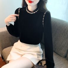 批发<b class='q'>丝绒</b>打底衫女秋冬装2025年新款秋季显瘦百搭上衣套头气质洋气小衫