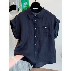 批发<b class='q'>亚麻</b>短袖衬衫女夏季2026新款薄款轻奢高级感减龄洋气棉麻上衣衬衣