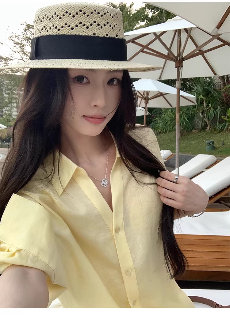 V넥 5 점 소매 여성 셔츠 루즈핏 캐주얼 출퇴근 셔츠 여성