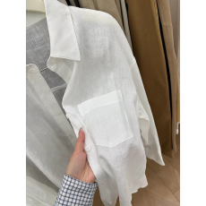 批发老钱风白色亚麻防晒<b class='q'>衬衫女</b>舒适透气休闲简约百搭上衣
